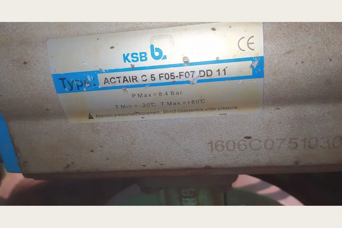KSB Pneumatic Rotary Actuator ACTAIR C 5 F05 F07 DD 11 for multi-brand mro, equivalent manufacturing and export execution, team-handled supply reference