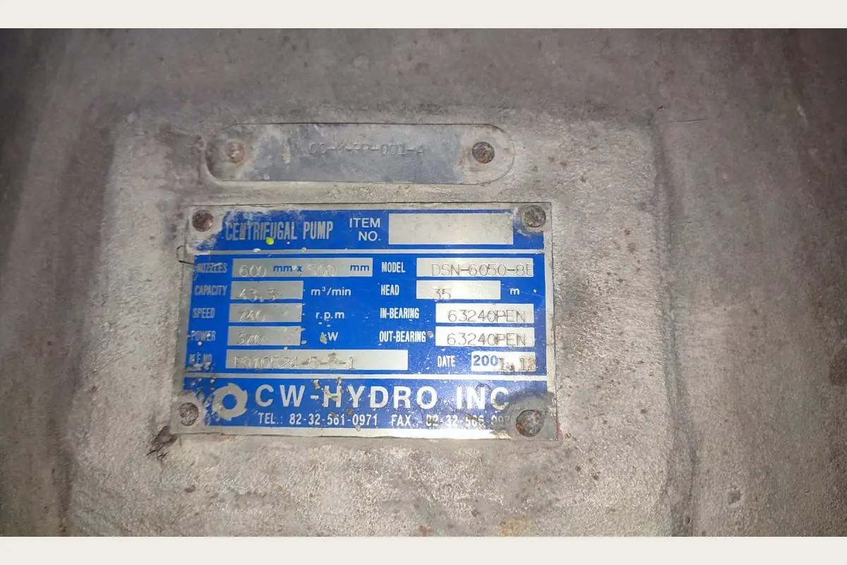Name Plate CCW for pumps, water treatment and process equipment, team-handled supply reference